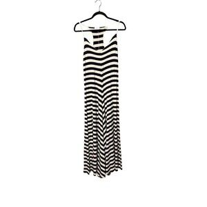 T Los Angeles Chevron Print Maxi Dress Size S Black White Racer Back